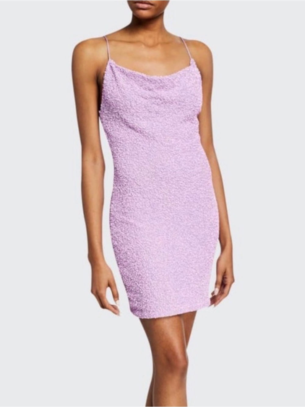 Alice + Olivia Harmie Sequin Cowl Neck Light Purple Party Mini Dress 2